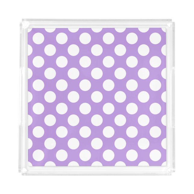 Purple Polka Dots, Polka Dot Pattern, Dots, Dotted Acrylic Tray (Front)
