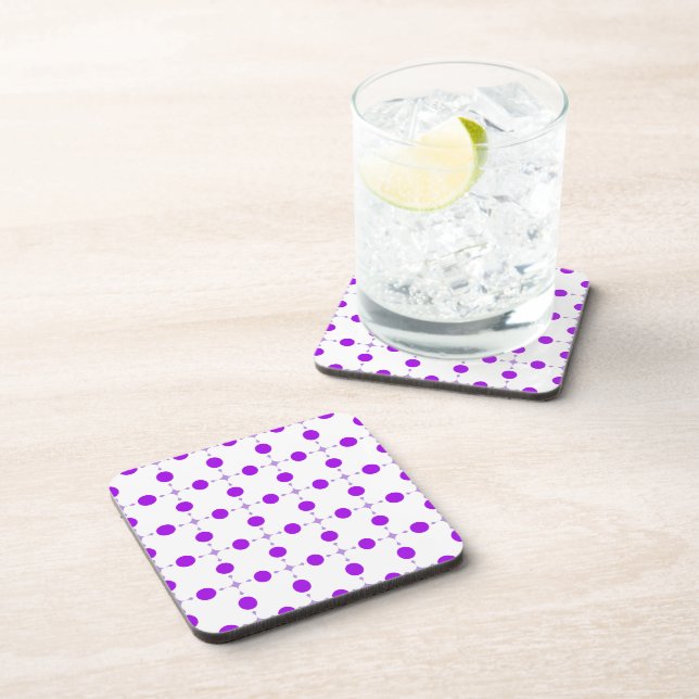 Purple Polka Dots, Polka Dot Pattern, Dots, Dotted Beverage Coaster (Right Side)