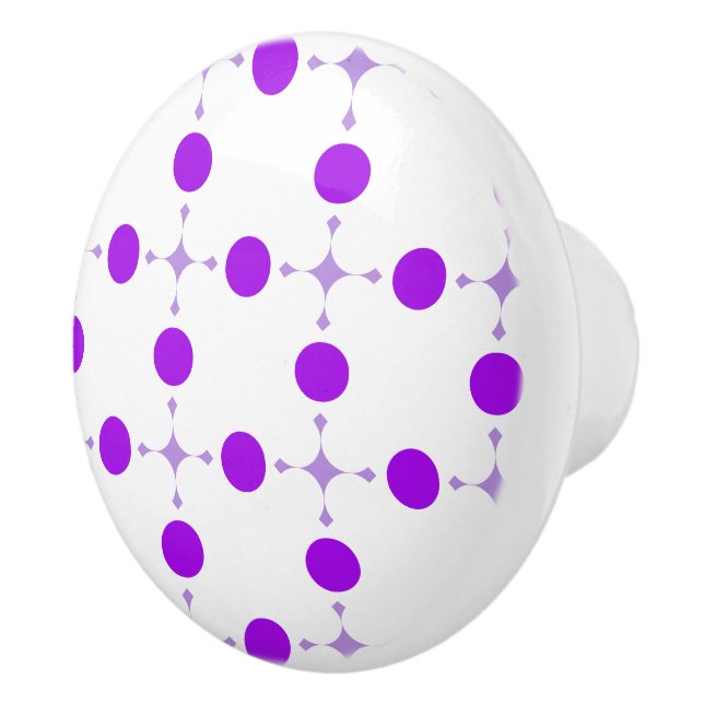 Purple Polka Dots, Polka Dot Pattern, Dots, Dotted Ceramic Knob (Right)