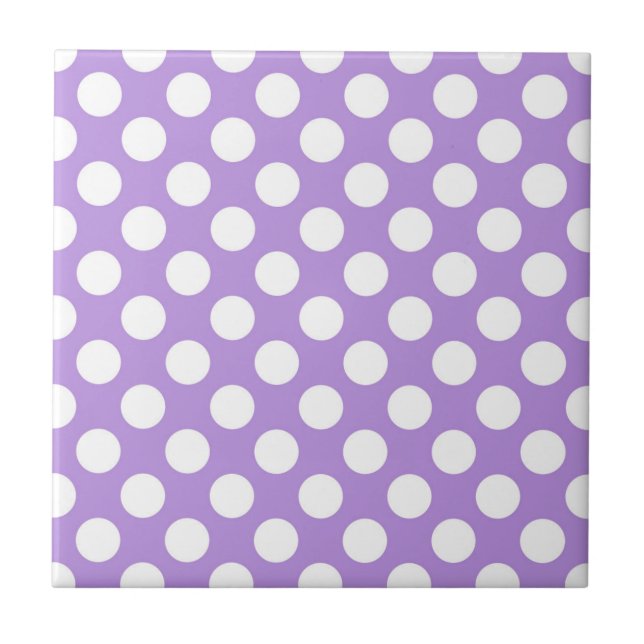 Purple Polka Dots, Polka Dot Pattern, Dots, Dotted Ceramic Tile (Front)