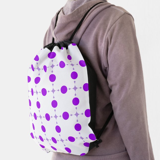 Purple Polka Dots, Polka Dot Pattern, Dots, Dotted Drawstring Bag (Insitu)