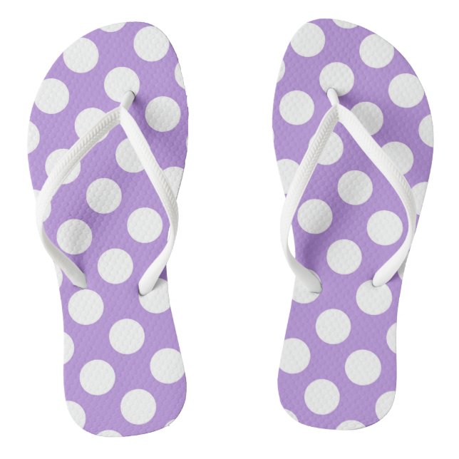 Purple Polka Dots, Polka Dot Pattern, Dots, Dotted Flip Flops (Footbed)