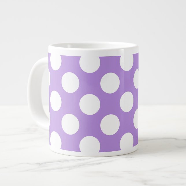 Purple Polka Dots, Polka Dot Pattern, Dots, Dotted Giant Coffee Mug (Front Left)