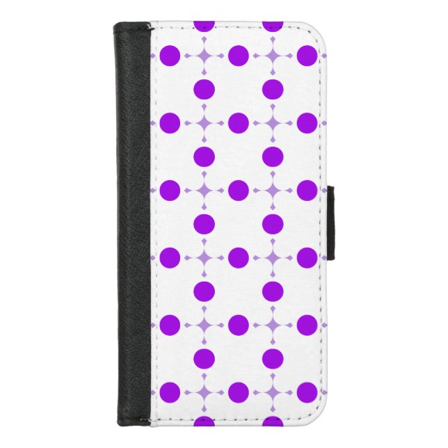 Purple Polka Dots, Polka Dot Pattern, Dots, Dotted iPhone Wallet Case (Front)