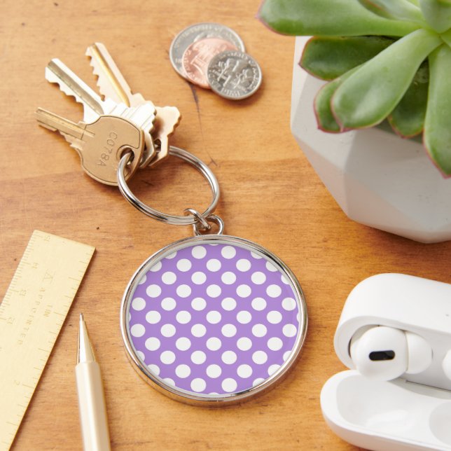 Purple Polka Dots, Polka Dot Pattern, Dots, Dotted Keychain (Desk)