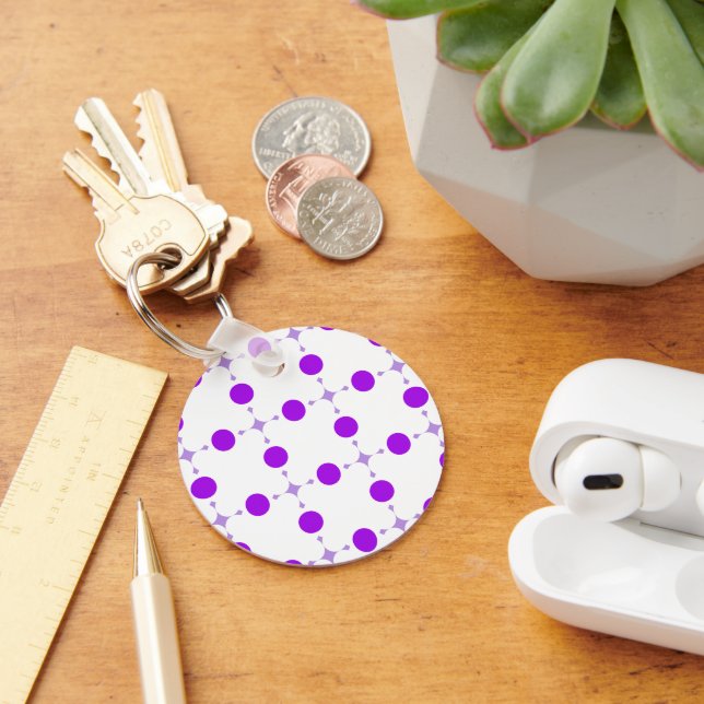 Purple Polka Dots, Polka Dot Pattern, Dots, Dotted Keychain (Desk)