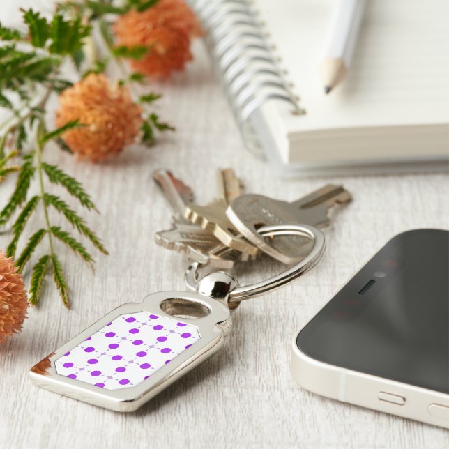 Purple Polka Dots, Polka Dot Pattern, Dots, Dotted Keychain (Side)