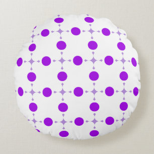 Purple Polka Dots, Polka Dot Pattern, Dots, Dotted Round Pillow