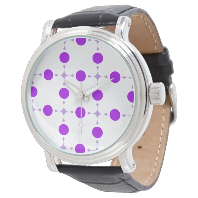 Purple Polka Dots, Polka Dot Pattern, Dots, Dotted Watch (Angled)