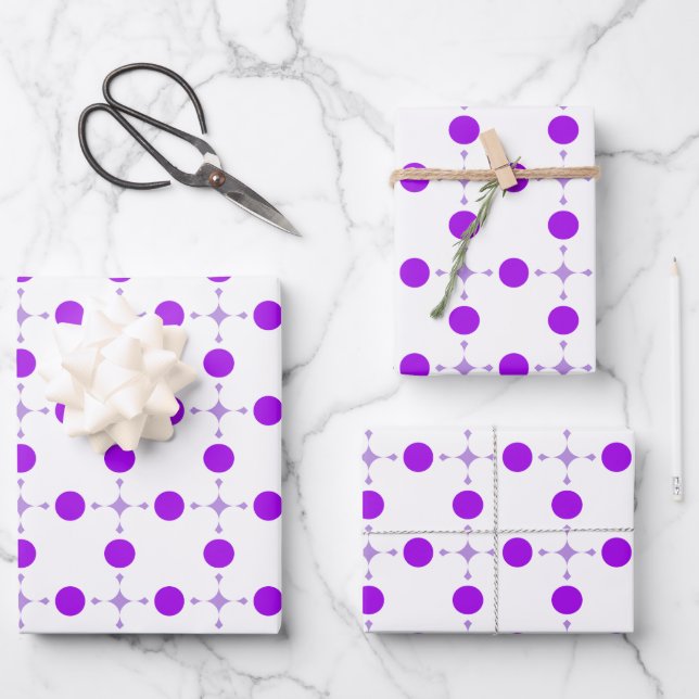 Purple Polka Dots, Polka Dot Pattern, Dots, Dotted Wrapping Paper Sheets (Front)