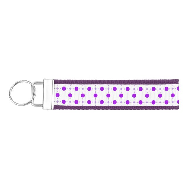 Purple Polka Dots, Polka Dot Pattern, Dots, Dotted Wrist Keychain (Keys on Left)