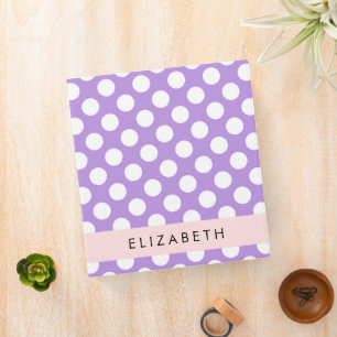 Purple Polka Dots, Polka Dot Pattern, Your Name 3 Ring Binder