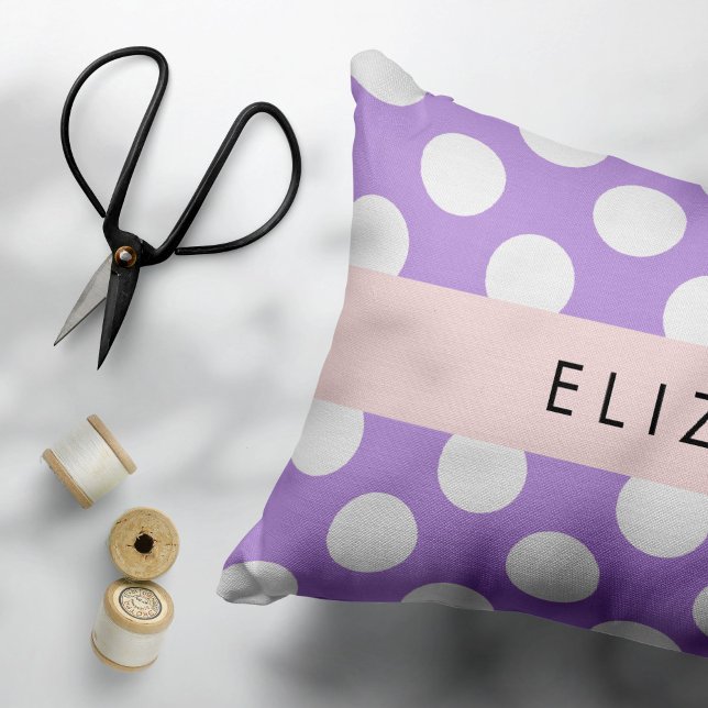 Purple Polka Dots, Polka Dot Pattern, Your Name Accent Pillow (Creator Uploaded)