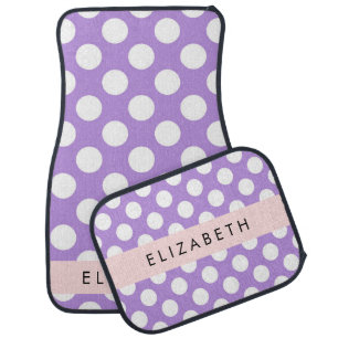 Purple Polka Dots, Polka Dot Pattern, Your Name Car Floor Mat