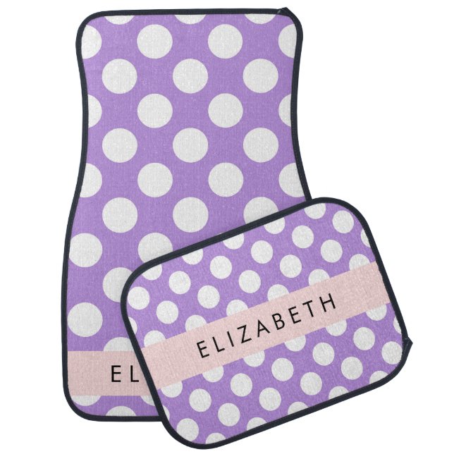 Purple Polka Dots, Polka Dot Pattern, Your Name Car Floor Mat (Set)