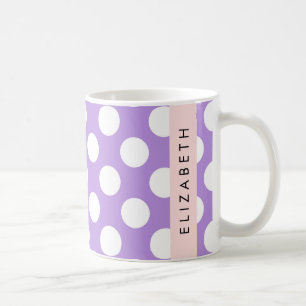 Purple Polka Dots, Polka Dot Pattern, Your Name Coffee Mug