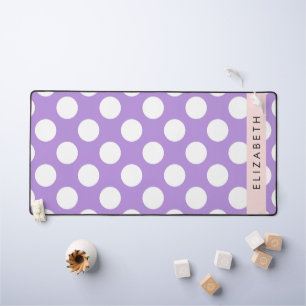 Purple Polka Dots, Polka Dot Pattern, Your Name Desk Mat