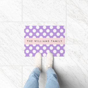 Purple Polka Dots, Polka Dot Pattern, Your Name Doormat