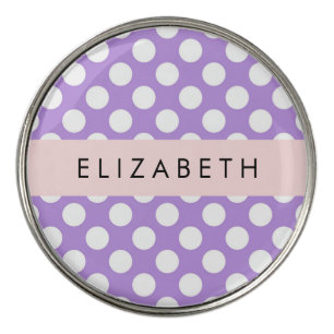 Purple Polka Dots, Polka Dot Pattern, Your Name Golf Ball Marker
