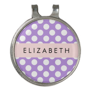 Purple Polka Dots, Polka Dot Pattern, Your Name Golf Hat Clip