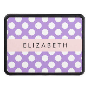 Purple Polka Dots, Polka Dot Pattern, Your Name Hitch Cover