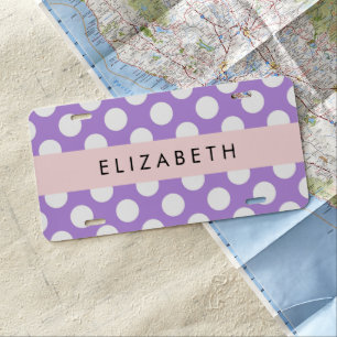 Purple Polka Dots, Polka Dot Pattern, Your Name License Plate