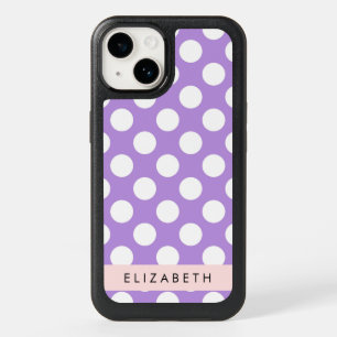 Purple Polka Dots, Polka Dot Pattern, Your Name OtterBox iPhone 14 Case