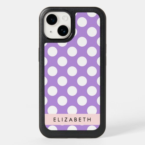 Purple Polka Dots Polka Dot Pattern Your Name OtterBox iPhone 14 Case