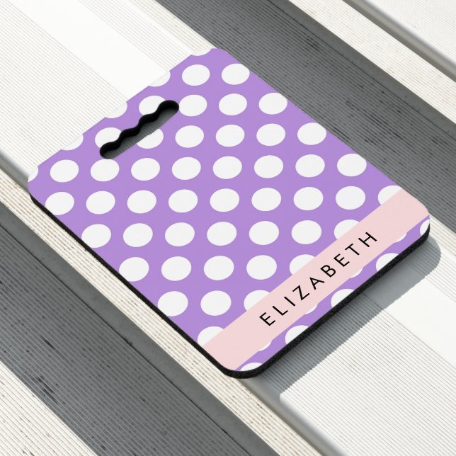 Purple Polka Dots, Polka Dot Pattern, Your Name Seat Cushion (In Situ)