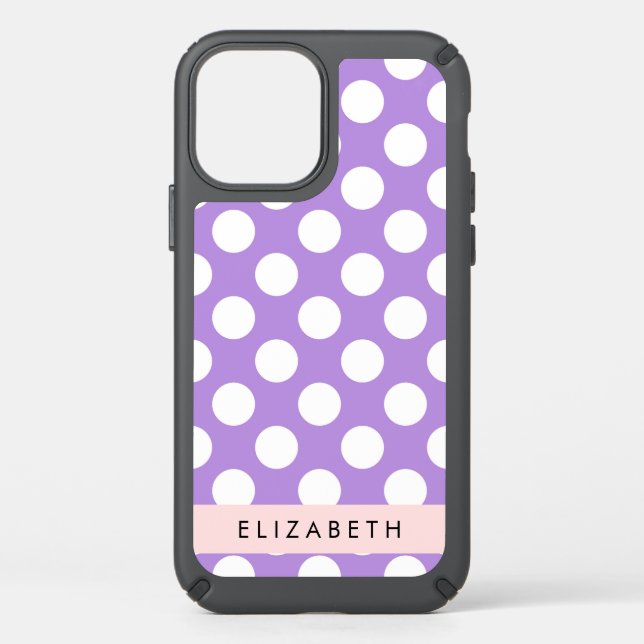Purple Polka Dots, Polka Dot Pattern, Your Name Speck iPhone 12 Case (Front)