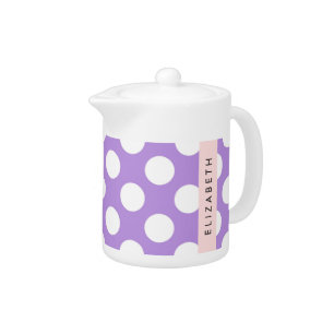 Purple Polka Dots, Polka Dot Pattern, Your Name Teapot