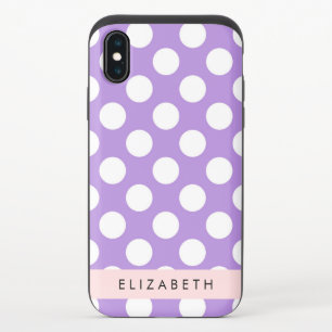 Purple Polka Dots, Polka Dot Pattern, Your Name iPhone X Slider Case