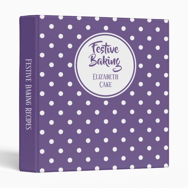 Purple Polka Dots Recipe Binder (Front/Spine)