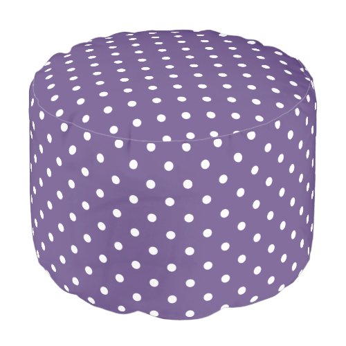 Purple Polka Dots Round Pouf