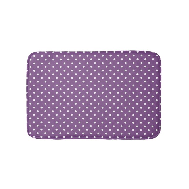 Purple Polka Dots Small Bath Mat (Front)