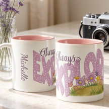 Purple Polka Dots With Watercolor Garden