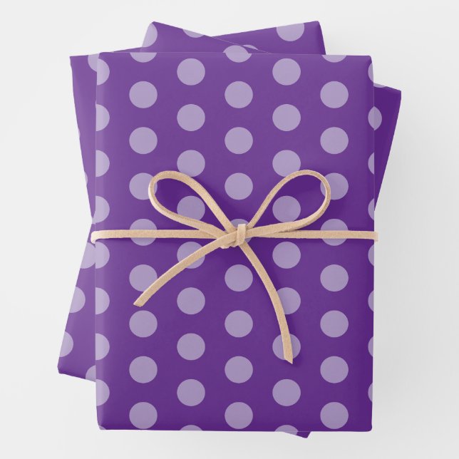 Purple Polka Dots  Wrapping Paper Sheets (In situ)