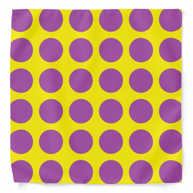 Purple Polka Dots Yellow Bandana (Front)