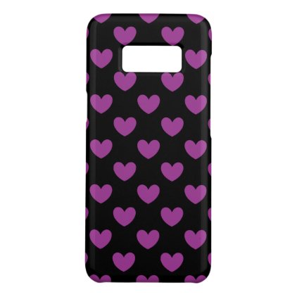 Purple polka hearts on black Case-Mate samsung galaxy s8 case