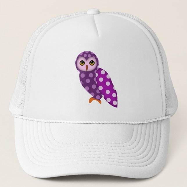 Purple Polkadot Cute Owl Hat (Front)