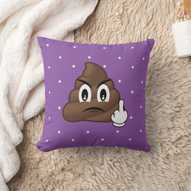 Purple Polkadots Middle Finger Poop Emoji Pillow Zazzle