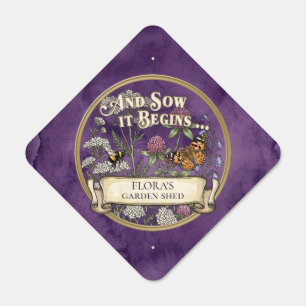 Purple Pollinator Garden Shed Outdoor Metal Sign