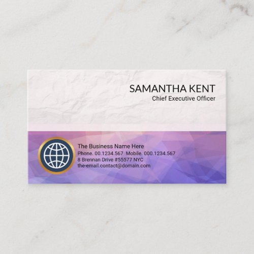 Purple Polygon Crystals Paper Crease Layers CEO Business Card