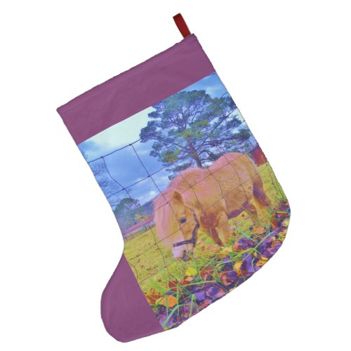 Purple Ponies Christmas Horse Large Christmas Stocking