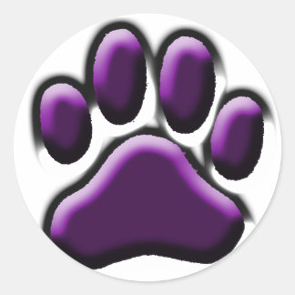 Purple Pooch Print Classic Round Sticker