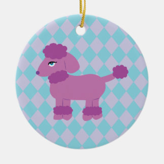 Purple Poodle Ceramic Ornament