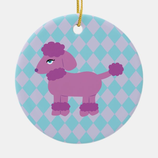 Purple Poodle Ceramic Ornament (Front)