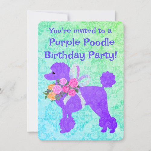 Purple Poodle Girls Birthday Sample Invitation