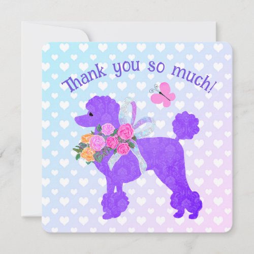 Purple Poodle Girls  Thank You Invitation