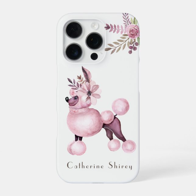 Purple Poodle in Flowers Personalized Phone Case (Back)